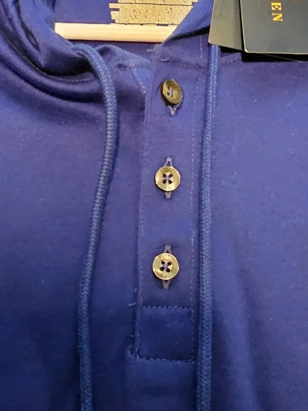 **NWT** Men’s Polo Ralph Lauren Blue Long Sleeve Hooded Shirt, Large